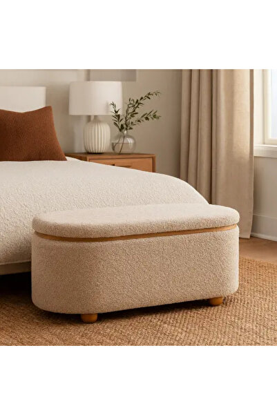 Palma homez Elegant Storage Bench Upholstered in Soft Fabric – Dark Beige × B...