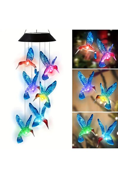 Choice 1 set 1/2pc Solar Blue Hummingbird Wind Chime Light LED Hummingbird Co...