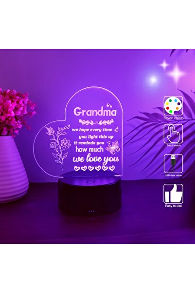 Choice مصباح ليلي ثلاثي الأبعاد بلون أبيض دافئ، قطعة واحدة، لعيد الأم، يعمل ب...