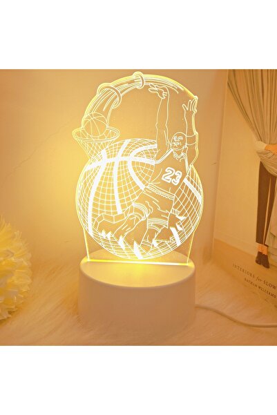 Choice Yellow WHITE Creative 3D Night Light Basketball Sports Design, USB Amb...