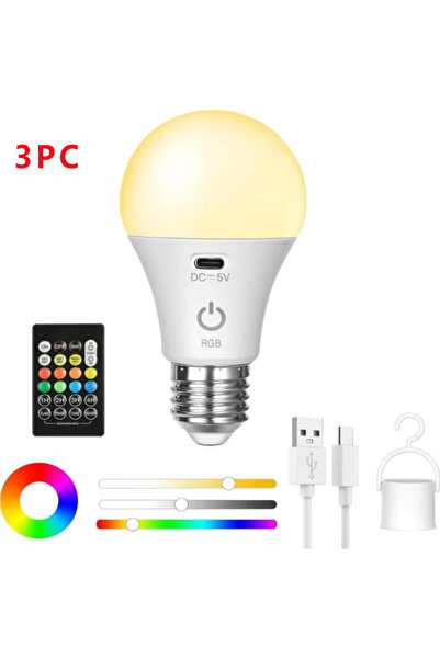 Choice 16color 3pc 1/2/3PC Rechargeable Light Bulb RGB color USB Led Bulb Sma...