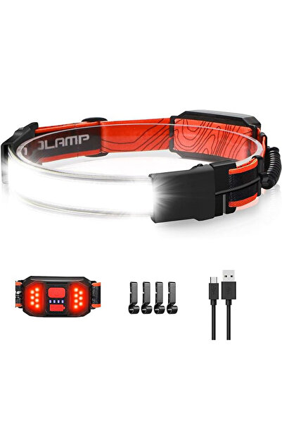 Choice Orange LED Headlamp Rechargeable Headlamps Flashlight Wide Beam Waterp...