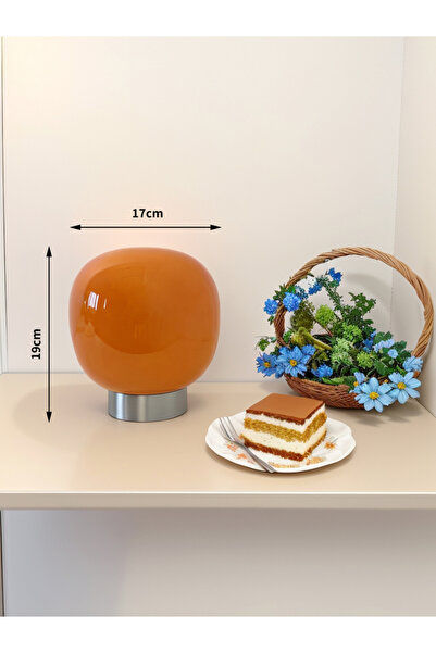 Choice مصباح طاولة زجاجي برتقالي اللون بتصميم ماكارون، مناسب لغرف الفنادق وغر...