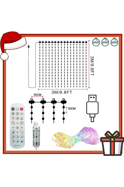 Choice USB 9.9ft-400LEDS 256/400LEDs Smart Curtain Lights Curtain String Ligh...