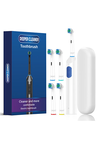 Choice3 فرشاة أسنان كهربائية دوارة بيضاء بأربعة رؤوس، قابلة لإعادة الشحن عبر ...