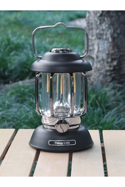 Choice فانوس أسود للتخييم في الهواء الطلق، مصباح محمول قابل لإعادة الشحن عبر ...