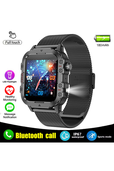 Choice حزام شبكي أسود جديد لعام 2025 لساعة ذكية عسكرية للرجال، مقاومة للماء ب...