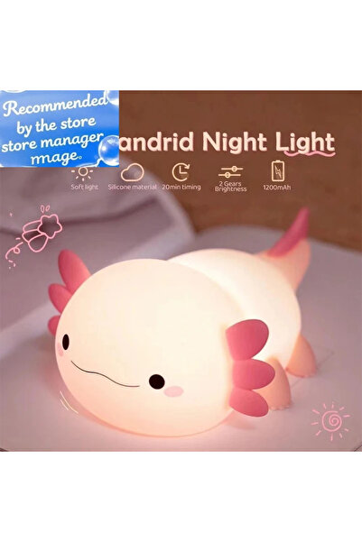 Choice Pink Cute Axolotl Night Light Silicone Nursery Sleeping Lamp Touch Con...