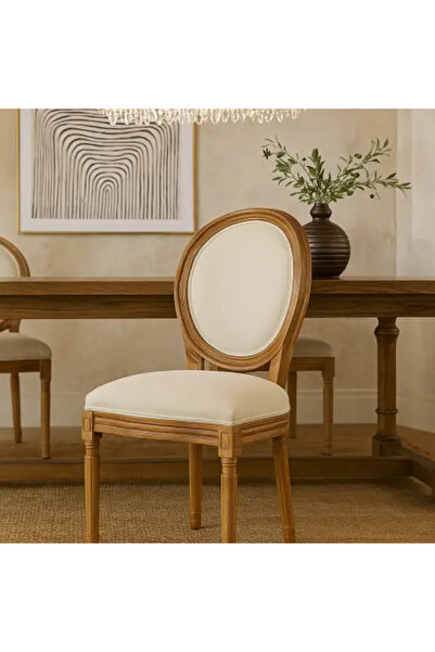 Palma homez Wooden Dining Chair with Padded Back and Seat – Brown and Beige