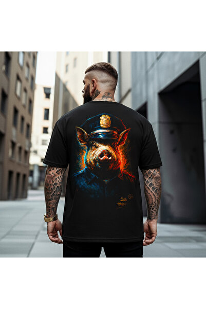Kartier Tricou Negru Oversize Mr. Pig