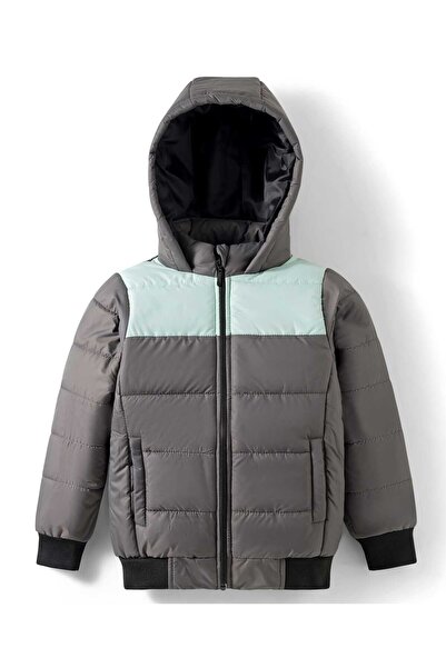 Pine kids Woven Full Sleeves Hooded Solid Padded Jacket - Grey