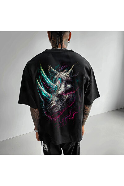 Kartier Tricou Negru Oversize Rhino
