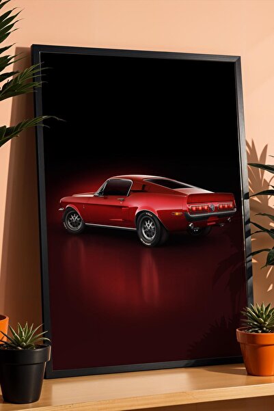 Saturn Ford Mustang Fastback Framed Painting Men's Room and Garage Decor Clas...