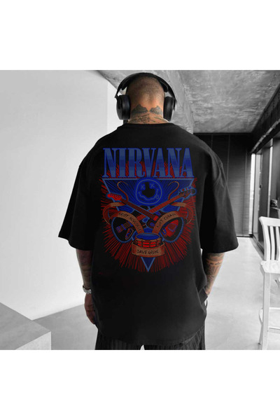 Kartier Tricou Negru Oversize Kurt Cobain x Dave Grohl x Krist Novoselic