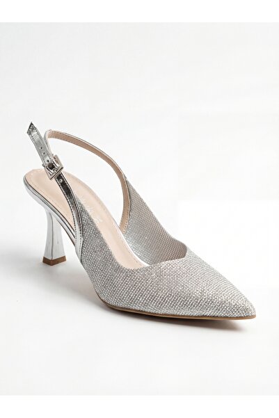 akerler Women's Silver Transparent Elegant Evening Dress Shoes Pm678