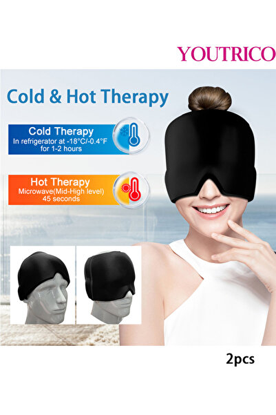 Youtrico 2-Pack Ice Gel Headache Relief Hat - Cold & Hot Therapy Migraine Cap...