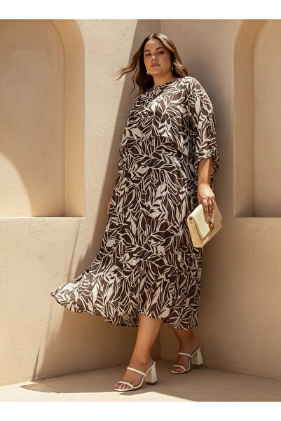 Ulla Popken A-line Maxi Dress with Cape