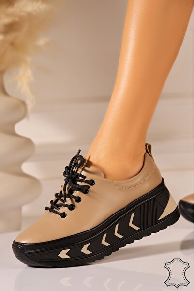 Joana Jody Khaki Leather Sneakers Size 38