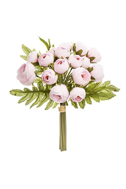 NN Buchet decorativ cu 18 mini camelii roz, Multicolor