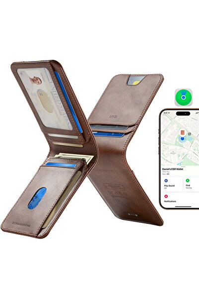 ESR PU Magnet Wallet , Apple Find My, Card&Cash - Classic Geo - Brown