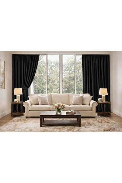 DEVRİM OLİVYA TEKSTİL Perdea neagră opacă Blacktout cu o singură lamă, cu mon...