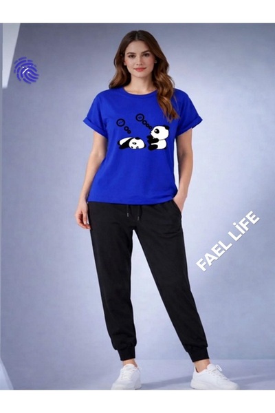 FAEL LİFE طقم رياضي واسع القصة للرجال/النساء مطبوع عليه TENBEL PANDA