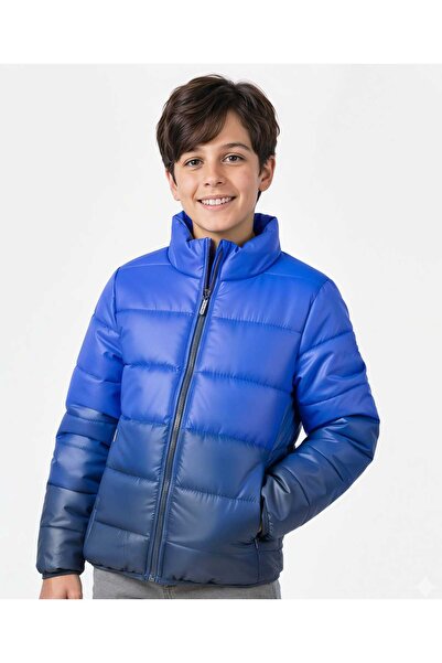 Pine kids Woven Full Sleeves Padded Jacket with Ombre Print - Blue