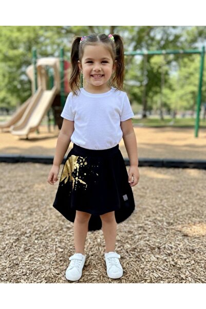 Babyhola Fusta cu croială asimetrică cu detalii aurii pentru fetițe 2-5 ani 3...