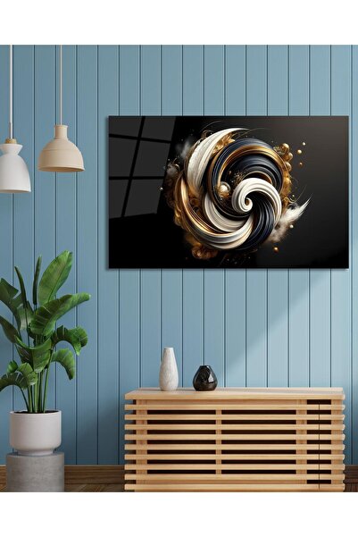 idealizbiz Pictură abstractă colorată pe sticlă, modernă, pentru birou, camer...