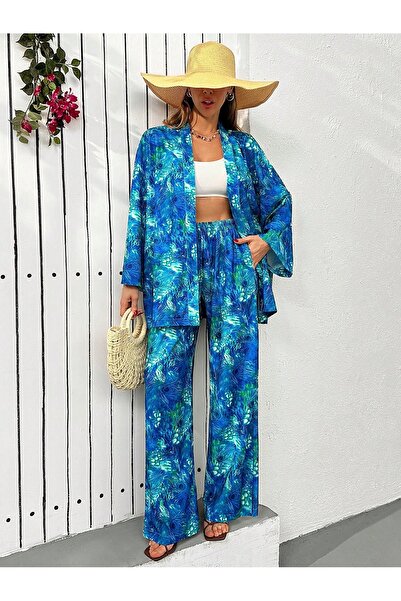 BORCKA TEKSTİL Long Sleeve Elastic Waist Detailed Side Pocket Trousers Colorf...