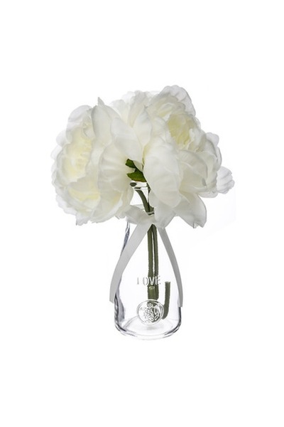 NN Decorative arrangement with 3 peonies, 25 cm, White