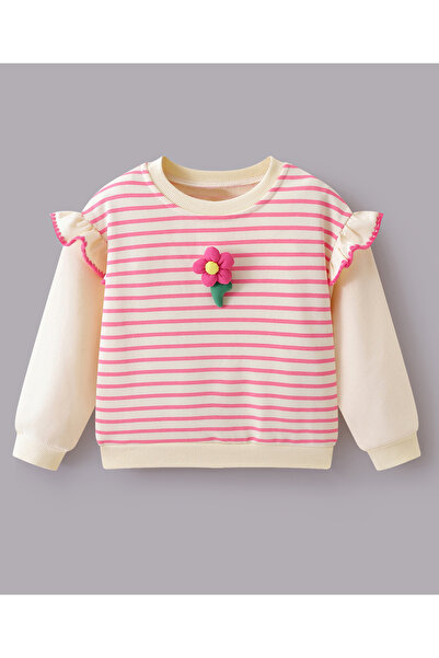 SAPS Sweatshirt With Flower Applique - Beige