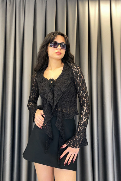 Noa&Noa Noa Noa Lace-Up Lace Blouse - Black Black