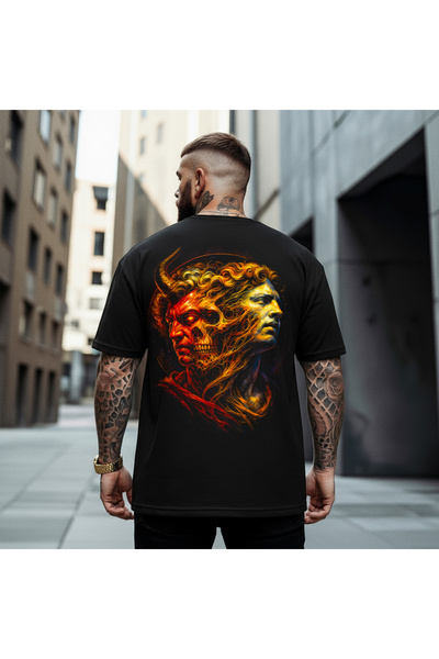 Kartier Tricou Negru Oversize In Between Evil and Good