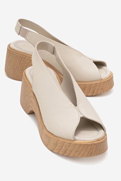 Zeynep Sıradağlı Cortez Women's Genuine Leather Sandals Beige