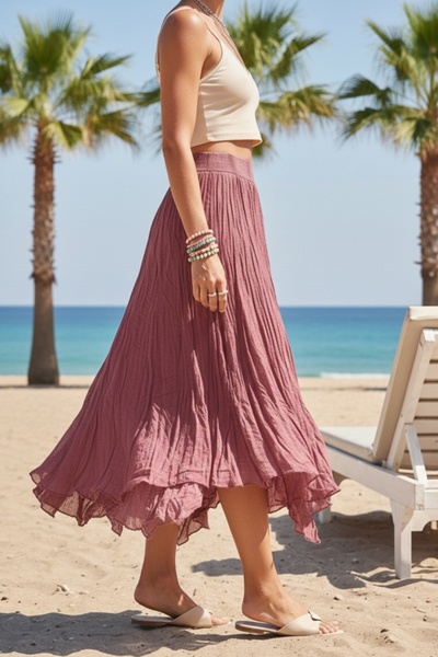 Chiccy Φούστα από υφαντό βαμβάκι με επένδυση σε χρώμα δαμασκηνί, πλενόμενη, μ...