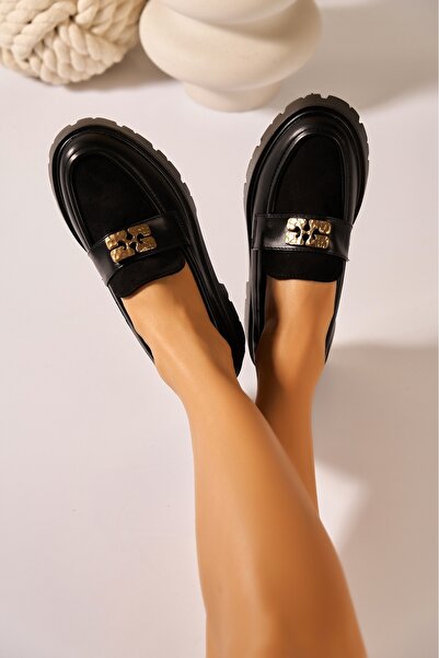 Joana Black Leather Loafers Zabrina Size 39