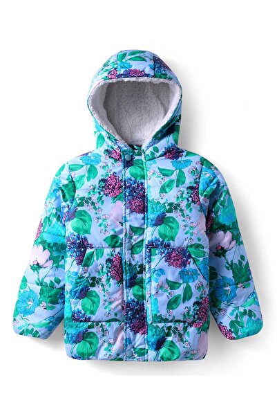 Pine kids Woven Full Sleeves Hooded Padded Jacket With Floral Print - Multico...