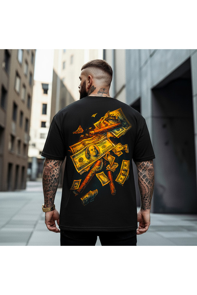 Kartier Tricou Negru Oversize Cuban Money