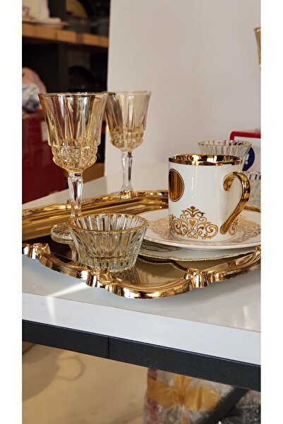 zaTen Pazar 12 Parça Lüks Kahve Sunum Seti - 6lıAyaklı Kahve Yanı Bardağı ve ...