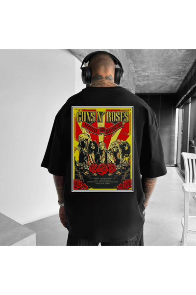 Kartier Tricou Negru Oversize Guns And Roses Concert