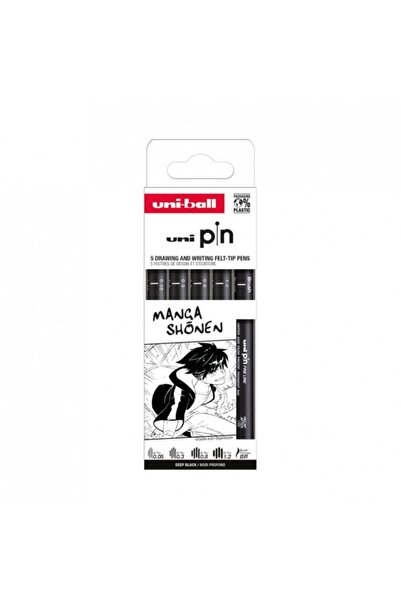 UNİ-BALL Set 5 x Liner UNI PIN-200 ASP 013, water-based, tip 0.05-1.2 mm + br...