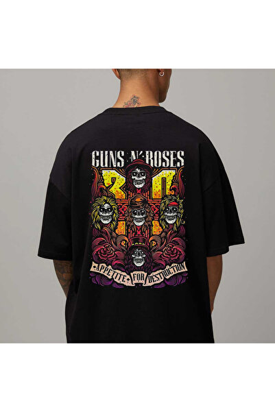 Kartier Tricou Negru Oversize Guns And Roses Cross