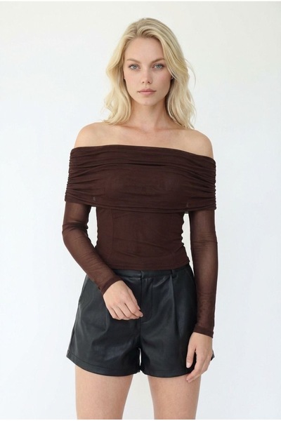 Noi Belis Carmen Yaka Modal Cashmere Ultra Light Knitted Blouse Ss26Bz0002