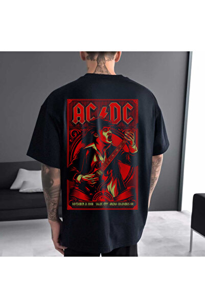Kartier Tricou Negru Oversize AC-DC City