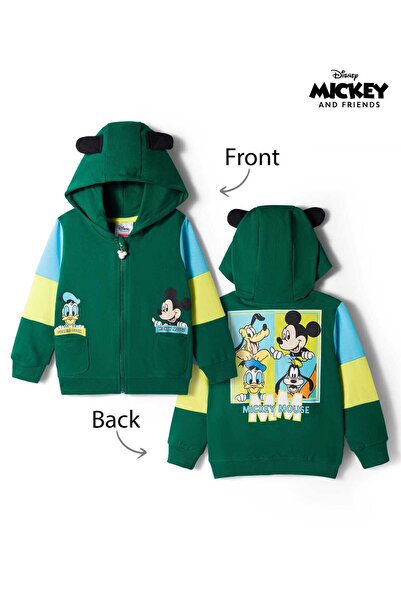 Babyhug Disney Terry Knit Full Sleeves Hooded Sweatjacket With Mickey Mouse G...