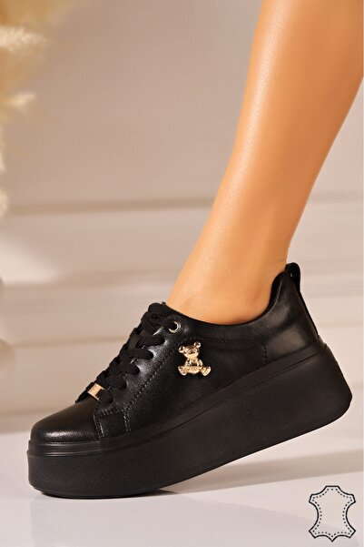 Joana Avalina Black Leather Sneakers - Size 37