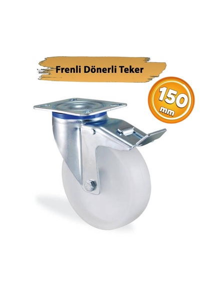 Kama 0150F Dönerli Tablalı Frenli Kemik Tekerlek 150 mm 210 Kg
