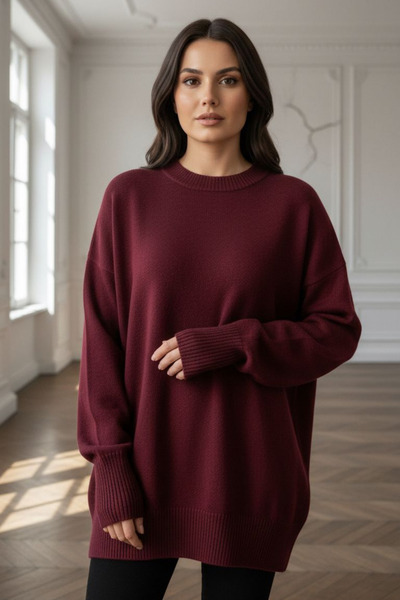 Curly سترة حمراء كبيرة الحجم