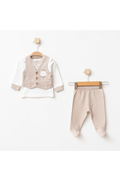 Aziz Bebe سترة مطرزة على شكل دب للأطفال الأولاد، سترة وبنطلون، طقم أطفال من 3...